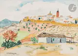 Village sur la route de Cordoue by Yves Brayer, 1980, Aquarelle, sold Mar 2024