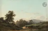 Paysage de forêt avec un chemin by Léon Desjardins, Toile, sold Mar 2024