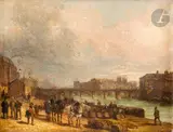 Les quais de Seine avec le pont des Arts et Notre Dame de Paris au loin by Giuseppe Canella, Toile, sold Mar 2024