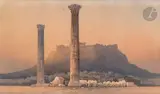 Vue de l’Acropole au soleil couchant by Angelos Giallinas, Aquarelle, sold Mar 2024