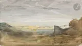 Lever de soleil à Crémieu by François-Auguste Ravier, vers 1860, Aquarelle sur traits de crayon, sold Mar 2024