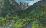 Vallée de Chamonix by Pierre Puvis de Chavannes, Gouache, sold Mar 2024