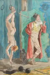 Le Cirque : répétition by Félicien Rops, Aquarelle sur traits de crayon noir et quelques rehauts de gouache, sold Mar 2024