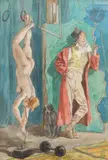 Le Cirque : répétition by Félicien Rops, Aquarelle sur traits de crayon noir et quelques rehauts de gouache, sold Mar 2024
