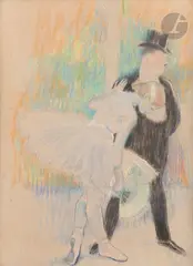 Danseuse à l’éventail by Louis Legrand, Pastel, sold Mar 2024