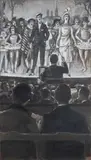 À l’Opéra by Gustave Moïse, Encre et gouache sur papier brun, sold Mar 2024
