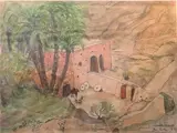 Moulin Ferrero, Bou-Saada by Pierre Deval, 1923, Aquarelle, sold Sep 2019