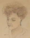 Portrait de jeune fille by Antide Henry, Crayon et pastel sur papier, sold Sep 2019