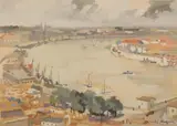 Le Port by René Genis, Gouache, sold Sep 2019