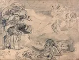 L'Ombre de Marguerite apparaissant à Faust by Eugène Delacroix, Crayon noir, sold Dec 2016