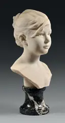 Buste de petite fille by Édouard Houssin, Marbre blanc, sold Nov 2016