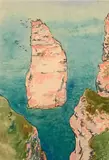 Aiguille d'Étretat by Jean Francis Auburtin, 1898, Aquarelle et encre, sold Oct 2016