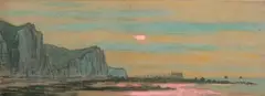 Grèves de Varengeville - Soleil dans la brume by Jean Francis Auburtin, Gouache rehaussée de pastel sur traits de crayon, sold Oct 2016