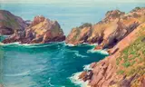 Les rochers roses à Belle-Île, vers 1895-1896 by Jean Francis Auburtin, Gouache, sold Oct 2016