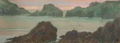Belle-Île, l'envol des mouettes by Jean Francis Auburtin, Gouache rehaussée de pastel, un monogramme en bas à droite, sold Oct 2016