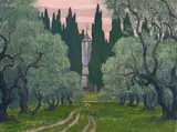 Oliviers à Notre-Dame-de-Vie, Mougins by Jean Francis Auburtin, Gouache, un monogramme en bas à droite, sold Oct 2016