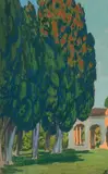 Cyprès à Saint-Gatien by Jean Francis Auburtin, Gouache, sold Oct 2016