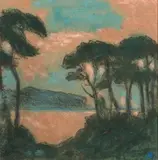 Le Cap Myrthe vers La Croix-Valmer by Jean Francis Auburtin, Gouache sur traits de crayon, un monogramme en bas à droite, sold Oct 2016