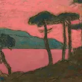 Ciel rose sur Cap Myrthe by Jean Francis Auburtin, Gouache sur traits de crayon, un monogramme en bas à gauche, sold Oct 2016