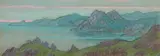 Corse, le golfe de Porto by Jean Francis Auburtin, Gouache rehaussée de pastel sur traits de crayon, un monogramme en bas à droite, sold Oct 2016