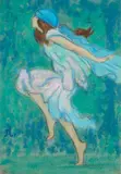 Danseuse au turban bleu by Jean Francis Auburtin, Gouache sur traits de crayon, un monogramme vers le bas à gauche, sold Oct 2016