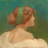 Portrait de profil d'Isadora Duncan by Jean Francis Auburtin, Gouache, sold Oct 2016