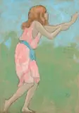 Smiles, danseuse en tunique rose by Jean Francis Auburtin, Gouache sur traits de crayon, un monogramme vers le bas vers la droite et annotée vers le, sold Oct 2016
