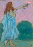 L'offrande by Jean Francis Auburtin, Gouache rehaussée de pastel sur traits de crayon, un monogramme en bas à droite, sold Oct 2016