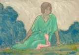 Isadora Duncan assise by Jean Francis Auburtin, Gouache sur traits de crayon, un monogramme en bas à droite, sold Oct 2016