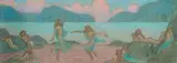 Au bord du lac, la danse by Jean Francis Auburtin, Gouache sur traits de crayon, un monogramme en bas à droite, sold Oct 2016
