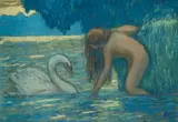 Baigneuse au cygne by Jean Francis Auburtin, Gouache sur traits de crayon, un monogramme en bas à droite, sold Oct 2016