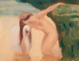Jeune fille au cygne by Jean Francis Auburtin, Gouache, un monogramme en bas à droite, sold Oct 2016