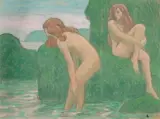 Deux baigneuses by Jean Francis Auburtin, Gouache sur traits de crayon, sold Oct 2016