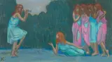 Six Isadorables by Jean Francis Auburtin, Gouache, un monogramme en bas à gauche, sold Oct 2016