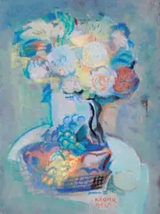 Fleurs et fruits by Béla Kádár, Gouache sur papier, sold Jun 2016