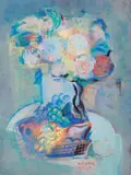 Fleurs et fruits by Béla Kádár, Gouache sur papier, sold Jun 2016
