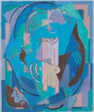 Composition cubiste à la femme et à l'oiseau by Albert Coste, 1950, Gouache, sold Jun 2016