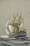 Trois mâts en mer by Georges Fouillé, Aquarelle et gouache signée en bas à gauche, sold Apr 2022