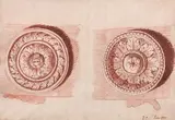 Deux motifs ornementaux by Jean-Démosthène Dugourc, Sanguine sur traits de crayon noir, sold Mar 2022