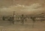 Entrée du vieux port de Marseille by Eugène Ciceri, Crayon noir et rehauts de craie blanche, le cachet en bas à gauche (L, sold Nov 2023