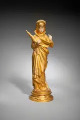Le chant de la liseuse by Maurice Constant Favre, Épreuve en bronze doré patiné, sold Nov 2023