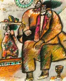 Quand le soleil sortit du ventre de la nuit by Théo Tobiasse, Technique mixte, gouache, encre et au pastel, sold Nov 2023
