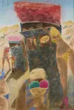 Plage du Prado by Jean Jacques Surian, 1986, Pastel sur papier, sold Nov 2023