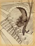 * Bord de Seine, 1907 Dessin à l'encre et au lavis. 31,5 x 24 cm Provenance : atelier de l'artiste Expositions : - Exposition itinérante Auguste Chabaud : 1882- by Auguste Chabaud, Aquarelle Zeichnungen Skulpturen : Saarland Museum, Sarrebruck, sold Apr 2022