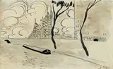 * Bord de Seine, 1907 Dessin à l'encre et au lavis by Auguste Chabaud, Aquarelle Zeichnungen Skulpturen : Saarland Museum, Sarrebruck, sold Apr 2022