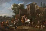 L'arrêt des voyageurs et bergers by Andrea Locatelli, Toile, sold Mar 2022