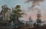 Port méditerranéen au soleil couchant by Jean-Baptiste Lallemand, Toile, sold Mar 2022