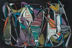 Sans titre fond noir by André Lanskoy, Gouache, sold Mar 2022