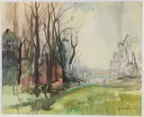 Hiver à Saint Aubin sur mer by Marcel Parturier, Gouache, sold Feb 2022