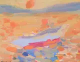 Le Yacht by Fikret Moualla Sayi, 1953, Gouache, sold Feb 2022